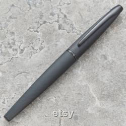 Cross ATX Brushed Metallic Black Fountain Pen Engraved Pen Dispatched Next Working Day