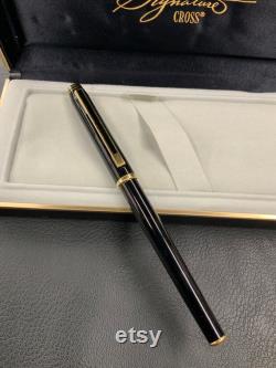 Cross Signature Fountain Pen and Box Black Enamel with 18K Gold Nib