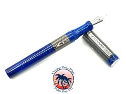 Custom Fountain Pen Corvette Fordite with Metallic Blue by Divine Pens Plus
