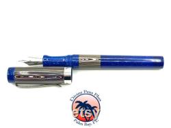 Custom Fountain Pen Corvette Fordite with Metallic Blue by Divine Pens Plus