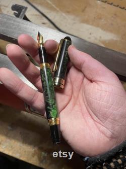 Custom Turned Fountain Pen (Resin or Wood)