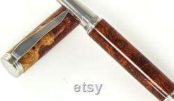 Custom Wooden Fountain Pen Amboyna Burl Made In USA Stainless Steel Hardware 775FPSSA