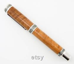 Custom Wooden Fountain Pen Beautiful Curly Rambutan Rhodium Emperor Hardware 863FPW