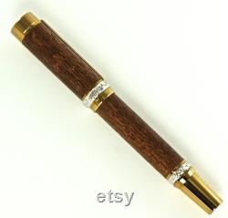 Custom Wooden Fountain Pen Pomelle Sepele Gold Titanium and Rhodium Hardware 782FPD