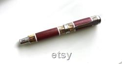 Custom Wooden Fountain Pen Purple Heart and Spalted Hackberry USA Stainless Steel Hardware SSE500FP