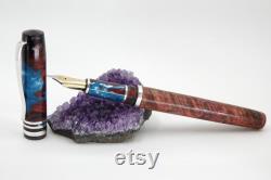Custom made Fountain Pen Big Leaf Burl Silver Series