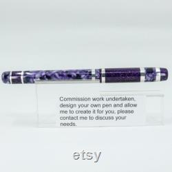 Custom made Fountain Pen Diamond Cast Silver Series