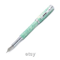 Cyprus Fountain Pen Mint Swirl Alumilite Chrome Finish