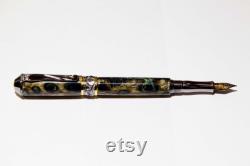 David Broadwell Nouveau Sceptre Fountain Pen in Black Cholla and Dark Forest Acrylic