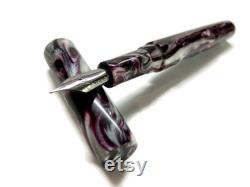 Deep Purple, White, Silver DiamondCast Custom Bespoke Kitless Fountain Pen, Acadia Model