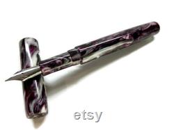 Deep Purple, White, Silver DiamondCast Custom Bespoke Kitless Fountain Pen, Acadia Model