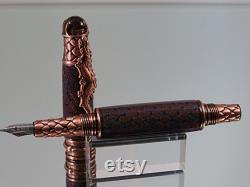 Dragon, Handmade Fountain Pen in Antique Copper and Copper Dragon Scales