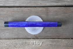 Eclipse Custom Fountain Pen With Black and Blue Herringbone