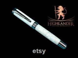 Elegant Pearly Opal Black Titanium Acrylic Fountain Pen, Artisan Handcrafted Writing Instrument. Converter, Ink, Sleeve and Box Included.