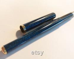 Elysee fountain pen 14K 585 gold nib blue-marbled unused MINT L87. 80s