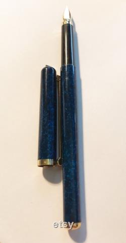 Elysee fountain pen 14K 585 gold nib blue-marbled unused MINT L87. 80s