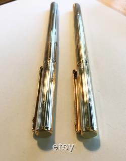Elysee fountain pen, gold, spring 585 gold OB, stripes guilloche 1980s