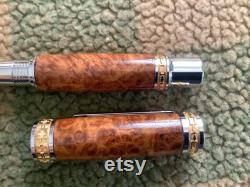 Emperor Fountain Pen Rhodium and 22K Gold Aboyna wood.