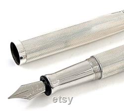 Engine Turned Fountain Pen 925 Sterling Silver English Hallmarks By JewelAriDesigns
