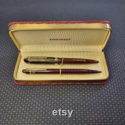 Eversharp Skyline Fountain Pen and Pencil Set withcase (brown w green-blue cap) 1940-48