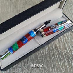 FOUNTAIN Pen HANDMADE, SPHERICAL 2. Chrome Fittings, Gift boxed, Custom design resin pen.Larger pen. One off, totally unique. Designer. Xmas