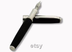 Fountain Pen Black Stingray Leather Sterling Silver Perfect Grip Black Friday Discounts
