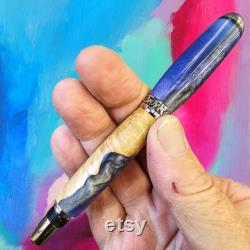 Fountain Pen, Chrome Sedona, Brown Mallee Burl and custom Resin Blend. designer hand made pen, sparkling Resin, ideal gift for any occasion