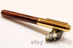 Fountain Pen Desert Ironwood 18k Gold Feather Gold Design handmade