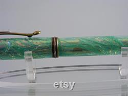 Fountain Pen Handmade Acrylic Pen in Antique Brass with Abalone Opal