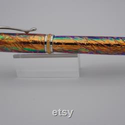 Fountain Pen, Handmade Acrylic Pen in Rhodium and 22k with Precious Opal Acrylic