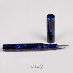 Fountain Pen Handmade Blue Crystal Acrylic Made In Italy