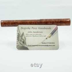 Fountain Pen Handmade English Elm Burr Wood and Resin Hybrid