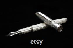 Fountain Pen Sterling Silver 925 Handmade in Italy Canvas Design
