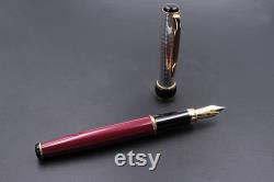 Fountain Pen Sterling Silver Bordeaux Lacquer Handmade in Italy Different Nib Sizes