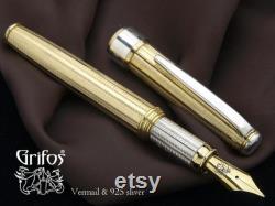 Fountain Pen Vermeil Sterling Silver Hallmarked 925 Handmade in Italy