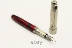 Fountain Pen for Wine Lovers Made in Sterling silver and Bordeaux color resin Italy