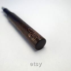 Fountain pen made of Ziricote with cherry onlay