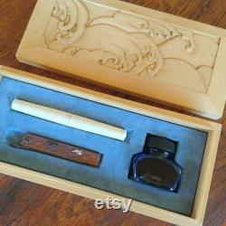 Fountain pen with matching folding knife and box
