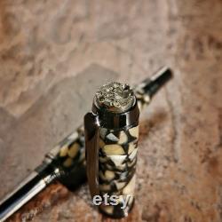 Fountain pen with natural pyrite stone insert