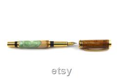 Frankie Fountain Pen Malle Burl and Mint Green
