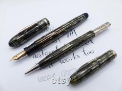 Gray Striated Conklin Fountain Pen and Pencil Set restored