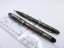 Gray Striated Conklin Fountain Pen and Pencil Set restored