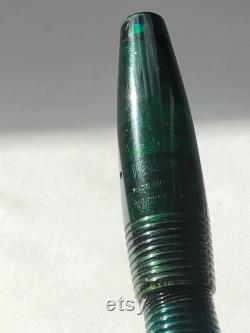 HTF c1940 Waterman 100 Hundred Year Fountain Pen Pencil Set in Original Box Green Transparent Lucite