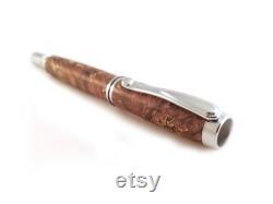 Hand carved wood fountain pen Handmade Dayacom fountain pen in brown box elder burl