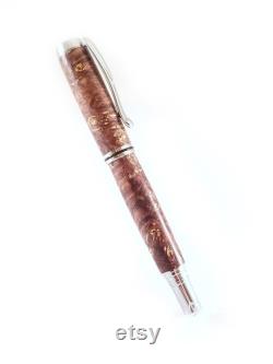 Hand carved wood fountain pen Handmade Dayacom fountain pen in brown box elder burl