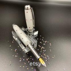 Hand crafted handmade fountain pen set with Swarovski Crystals