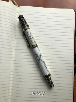 Hand made white marble fountain pen