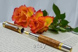 Handcrafted 22k Gold-plated Swarovski Fountain Pen, Personalized Pen, Hand Turned Pen, Handmade Wooden Pen, Luxury Gift, Executive Pen
