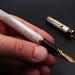 Handcrafted Fountain Pen Sterling Silver Engraved with Wickerwork Guilloche Hallmarked 925 Made in Italy