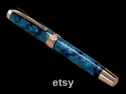 Handcrafted Luxury Rose Gold Fountain Pen, One of a Kind, Handmade in Colorado with Premium Hardware. Ink, Converter, Sleeve and Box Included.